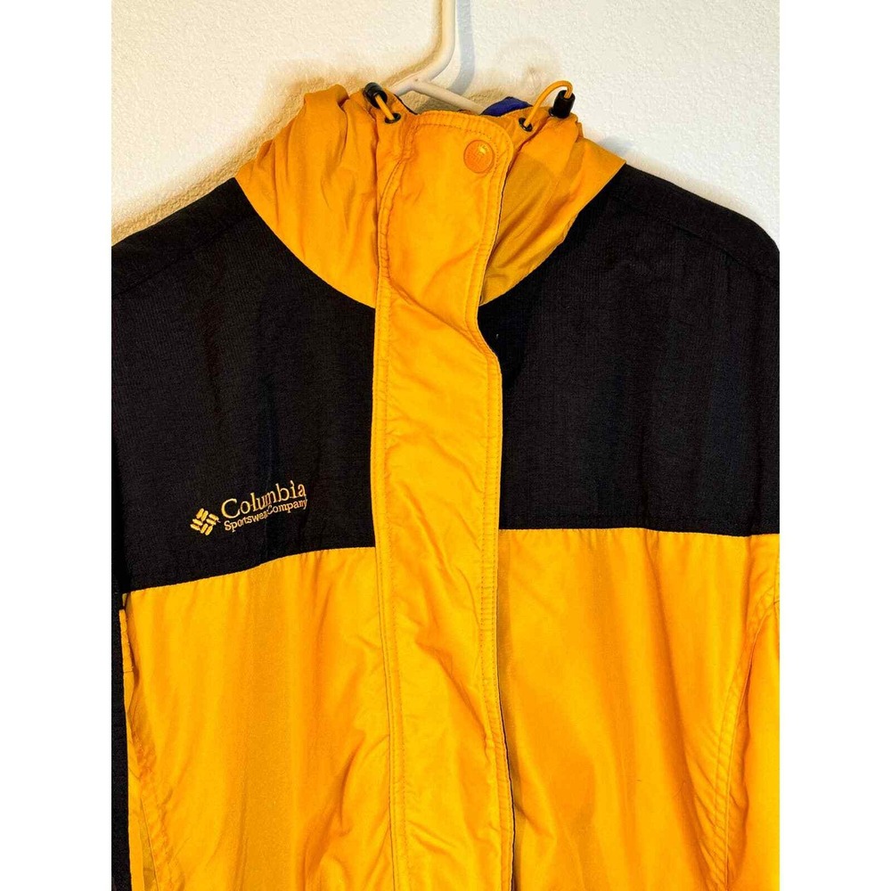 Columbia Sportswear Company Jacket Black Yellow Hooded Fleece Lined Size M